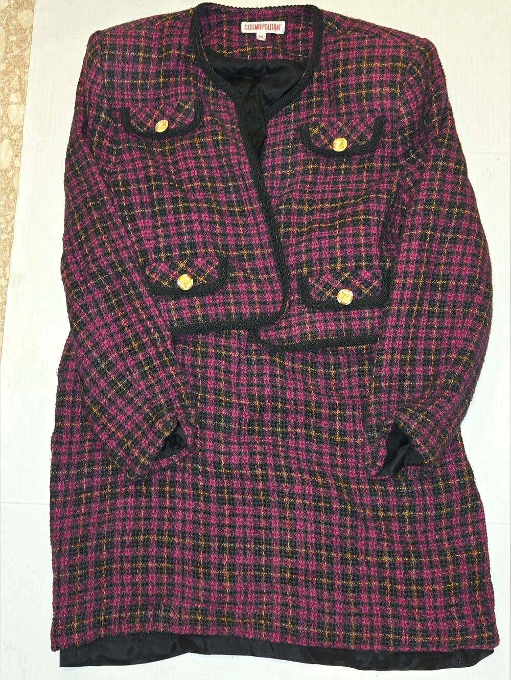 Vintage 90s 2pcs Clueless Barbiecore Cosmopolita Mini Skirt Suit Set Sz 14